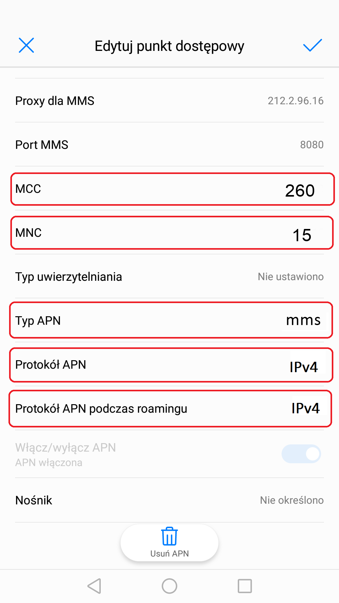 Krok 6: Typ APN