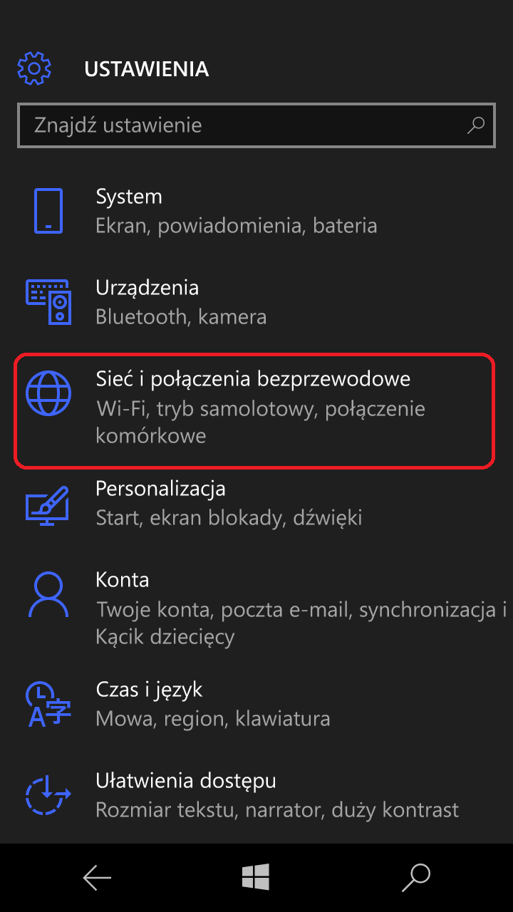 Krok 1: Sieć i połączenia bezprzewodowe