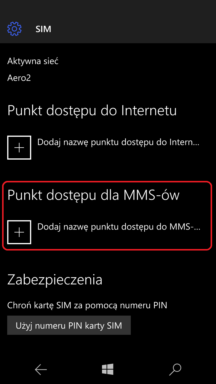 Krok 4: Punkt dostępu dla MMS-ów