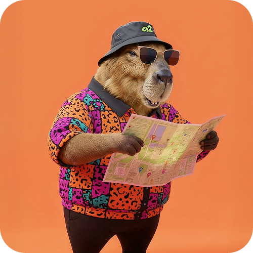 Kapibara oglądająca mapę