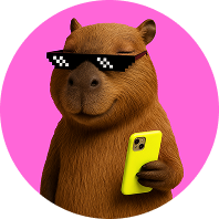 Kapibara w ciemnych okularach z telefonem